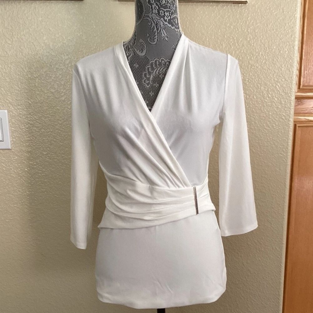 Elegant White Wrap Top Size Medium from White House Black Market